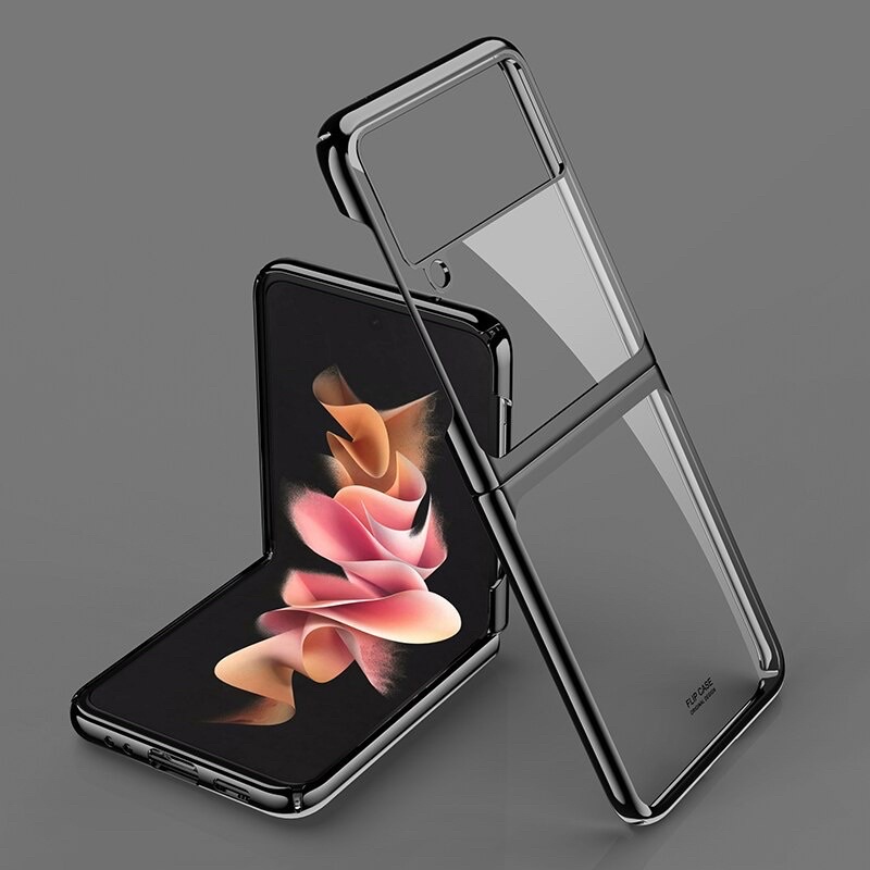 Ốp likgus trong cứng viền màu cho Samsung Z Flip 3 5G sang trọng Full Box