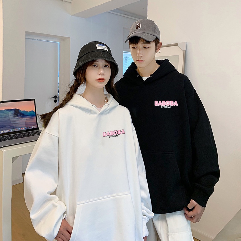 Áo Hoodie/sweater Boba Tea thu đông vải nỉ 2 màu đen trắng nam nữ Unisex in 2 mặt(v374)