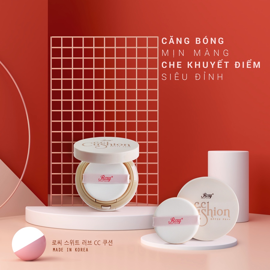 Phấn Nước Rosy Cc Cushion Rosy Mỏng Mịn, Dưỡng Da, Che Phủ Tốt, Chống Nắng Rosy Sweet Love