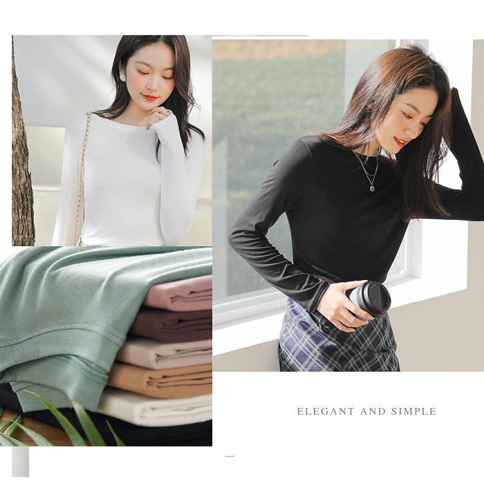 Áo phông dài tay cổ tròn T2088 dáng ôm mùa xuân hè style Hàn Quốc áo thun dài KRfashion | BigBuy360 - bigbuy360.vn