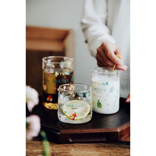 [Mã SKAMLTSM9 giảm 10% đơn 99K] Cốc thuỷ tinh uống nước Garden hoạ tiết dễ thương