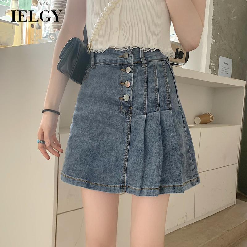 Chân váy jean IELGY chữ A lưng cao thời trang dành cho nữ