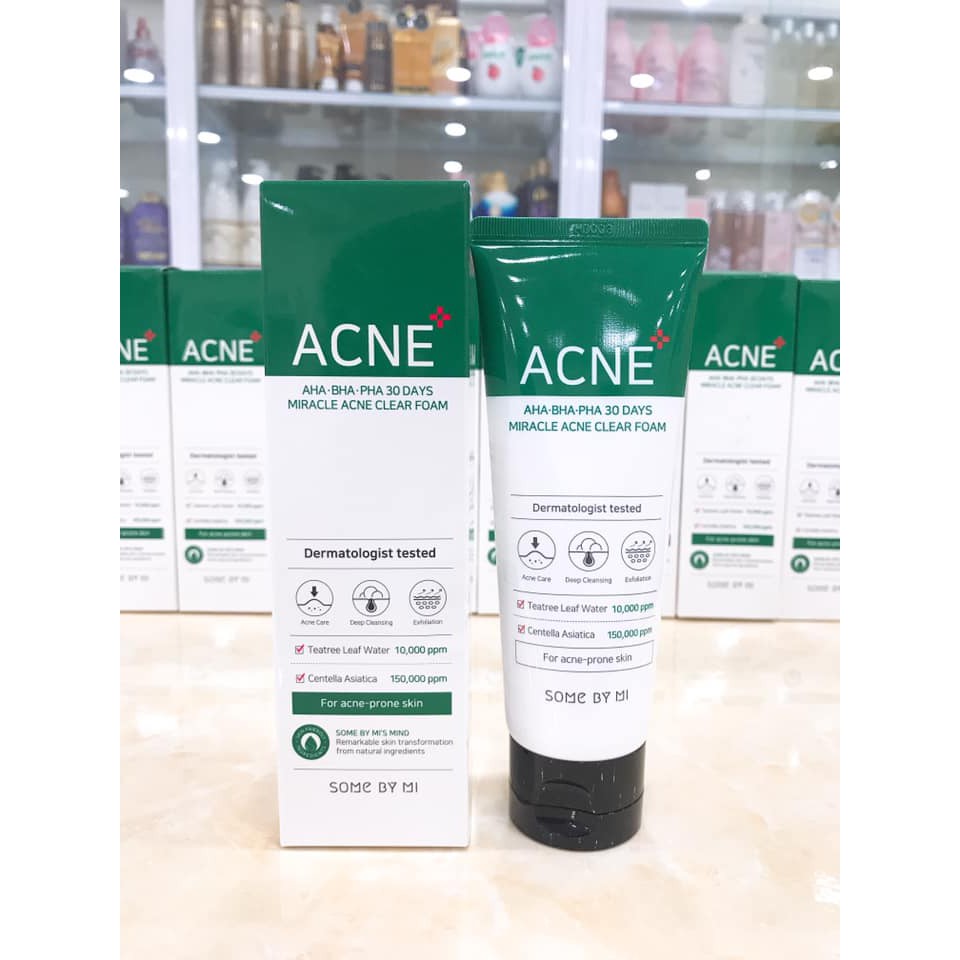 Sữa Rửa Mặt Ngăn Mụn Giảm Nhờn Some By Mi AHA-BHA-PHA 30 Days Miracel Acne Clear Foam 100ml