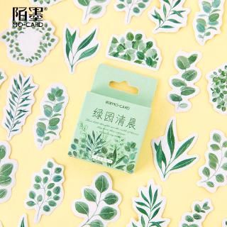 Set 45 nhãn dán kiểu dáng chiếc lá xanh tự trang trí sổ lưu niệm
