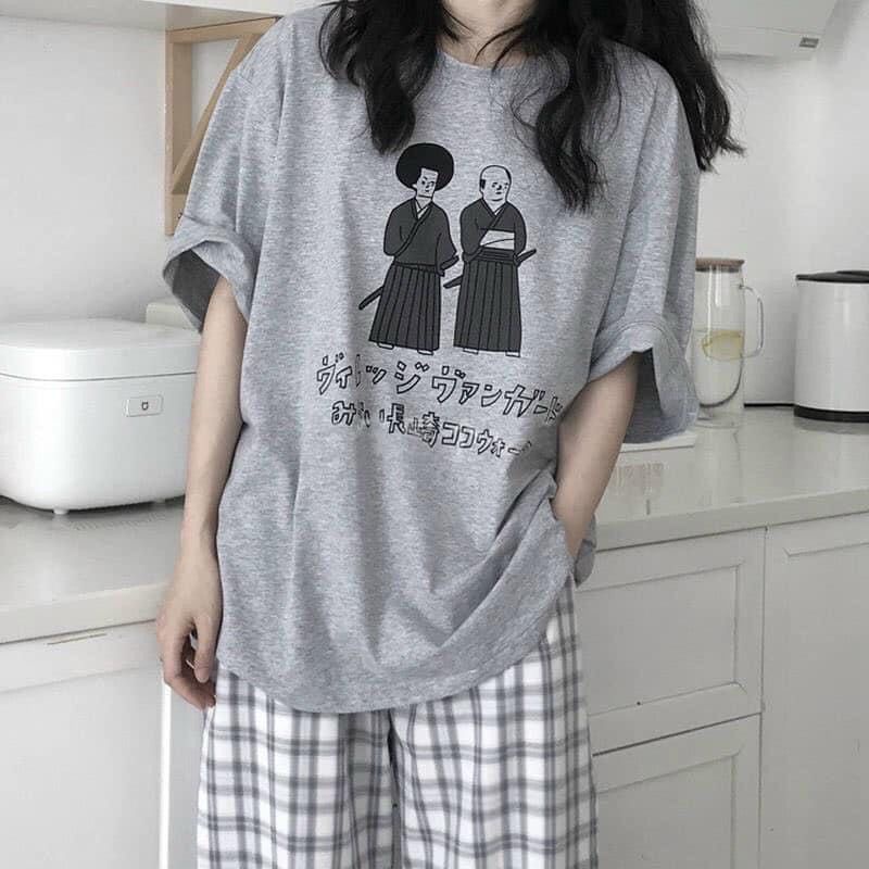 Bộ Quần Culottes Kẻ Áo Phông Phong Cách Nhật Set Trang Phục Unisex | BigBuy360 - bigbuy360.vn