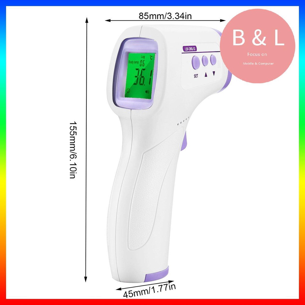 [Hàng mới về] Nhiệt kế hồng ngoại cầm tay không tiếp xúc với ba màu đèn nền tiện dụng