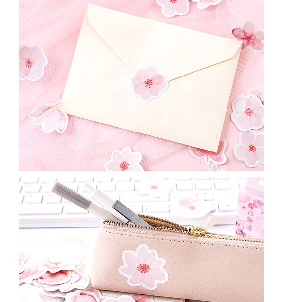 Hộp 45 Sticker nhãn dán Lá cây xanh, anh đào trang trí Bullet journal, album STI01
