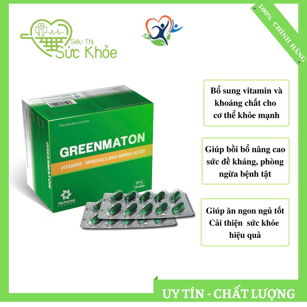 Greenmaton, vitamin tổng hợp tăng cường sức đề kháng ăn ngon ngủ tốt bổ sung các vitamin cho cơ thể khỏe mạnh hơn