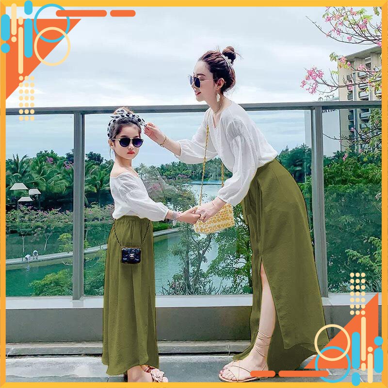 Đầm đôi mẹ và bé Jumpsuit cao cấp Màu Rêu Sang trọng (Sỉ Lẻ Mẫu Mẹ) [Cam Kết Chất Lượng ]