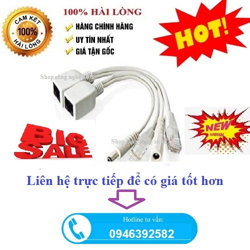 Bộ 2 cáp truyền tín hiệu Jack Poe cho camera IP thông thường