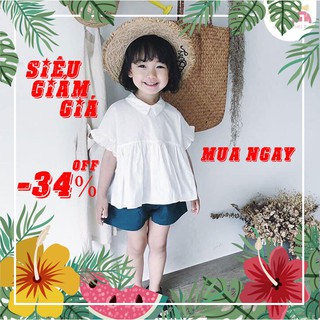 Bộ sơ mi cộc tay cổ bèo tiểu thư trẻ em dễ thương dành cho bé gái 2 đến 5 tuổi 12-21kg Encanto (312171)
