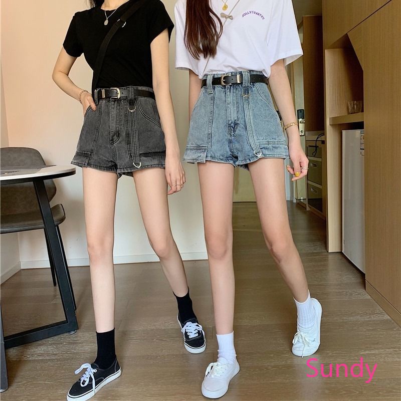 Quần Short Lưng Cao Ống Rộng Phong Cách Vintage Cho Nữ