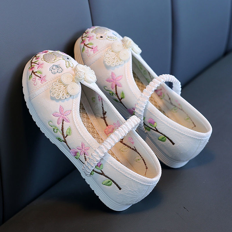 Giày Vải Thêu Thủ Công Phong Cách Dân Tộc Bắc Kinh Cổ Điển Cho Bé Gái