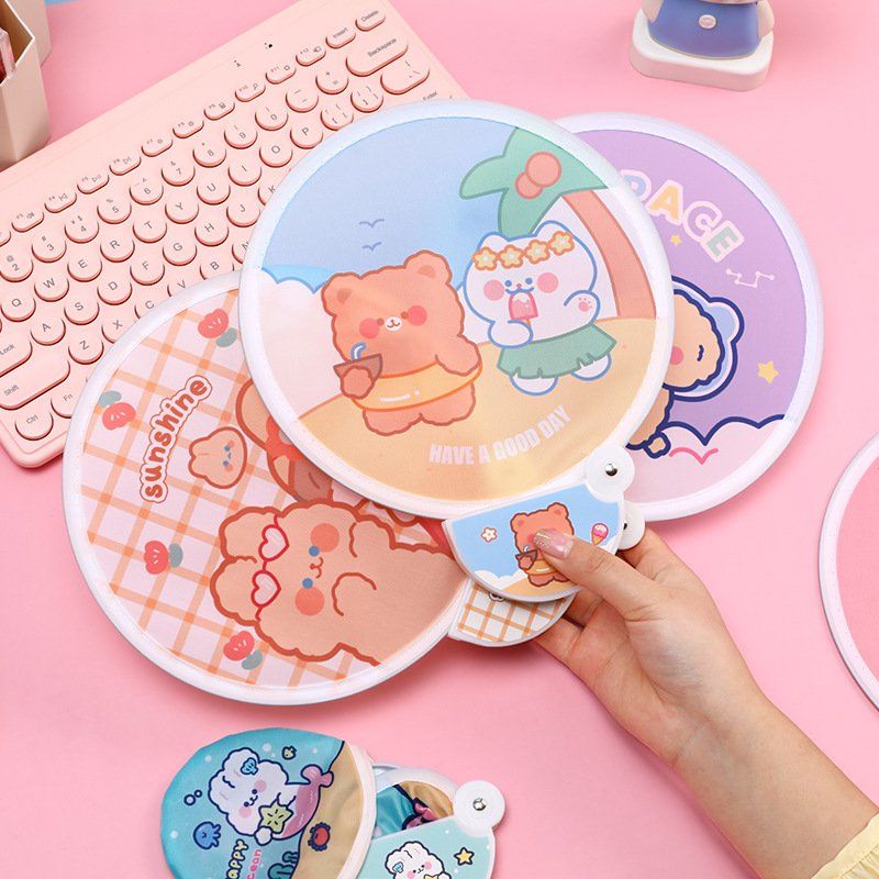 Quạt Vải Mini Cầm Tay Gấp Gọn Họa Tiết Dễ Thương