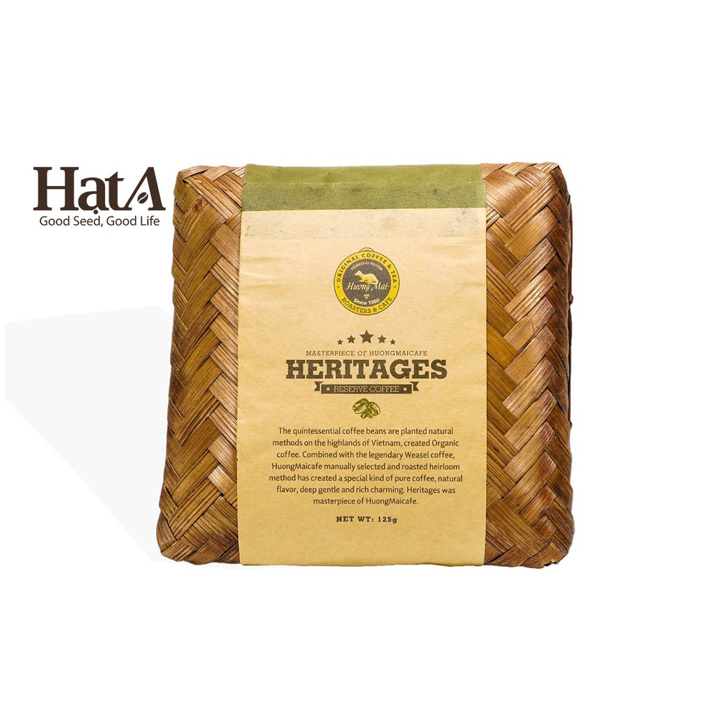 Cà phê Hương Mai Cafe Heritages Bamboo Box 125gr - đựng trong khay tre