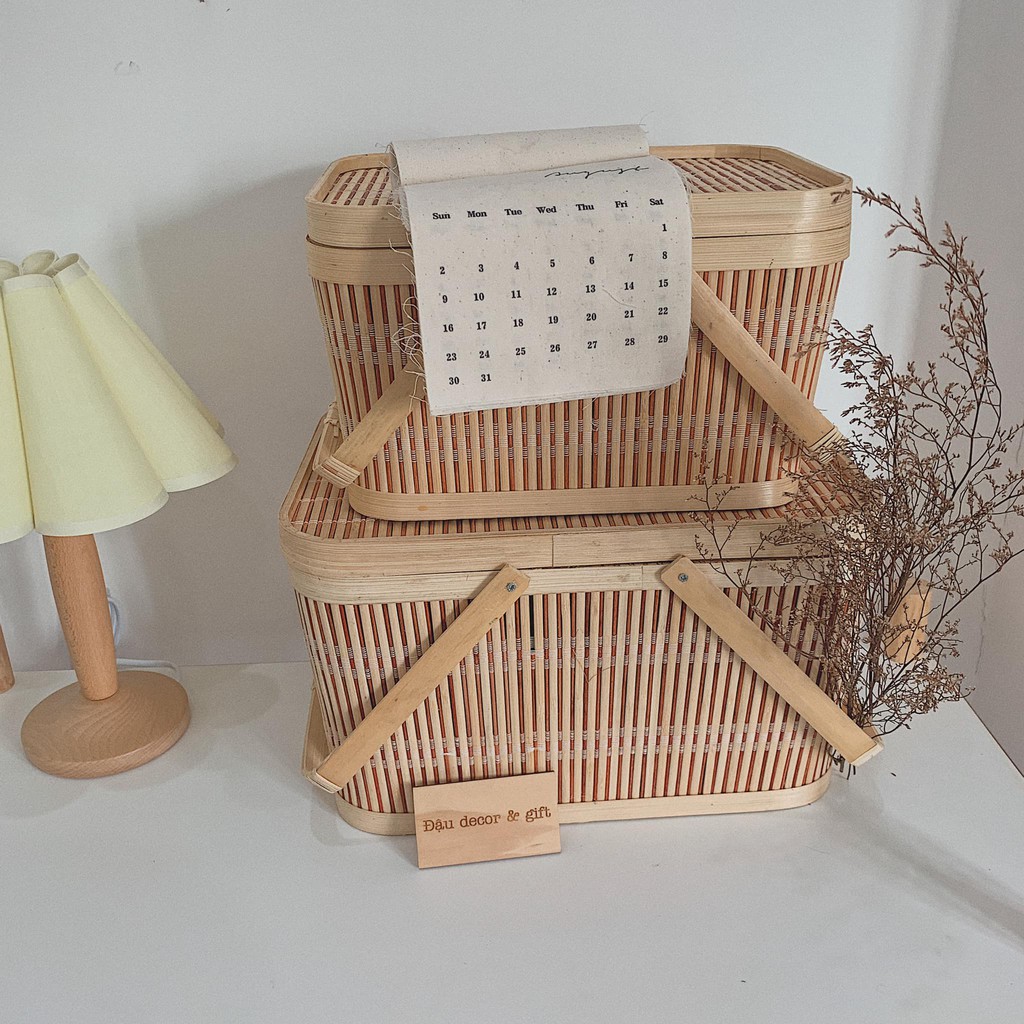 Bộ vali giỏ mây tre tiện dụng - Bamboo basket storage