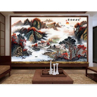 [Giá cực sốc] Tranh dán tường phong cảnh mây núi