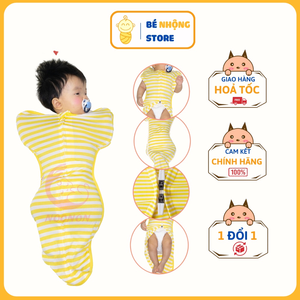Nhộng Chũn Cho Bé - Chũn Quấn Noonon Có Khoá Mở Tay Giúp Bé Ngủ Ngon Không Giật Mình