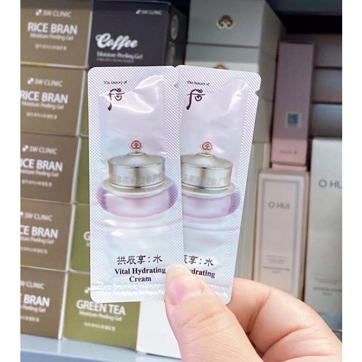 10 gói 1ml kem cấp nước Whoo hồng dưỡng trắng chống lão hoá căng mịn da 1ml vital hydrating cream