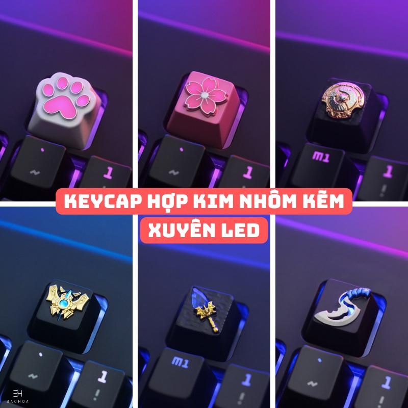 Keycap lẻ xuyên led cho bàn phím cơ chất liệu hợp kim nhôm kẽm độc đáo