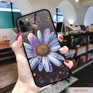 ỐP LƯNG TRÁNG GƯƠNG KÍNH CƯỜNG LỰC IPHONE, SAMSUNG HÌNH HOA MÀU XANH TÍM