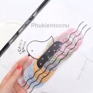 Túi 100 dây thun cột tóc màu sáng đủ màu ( kèm túi zip )