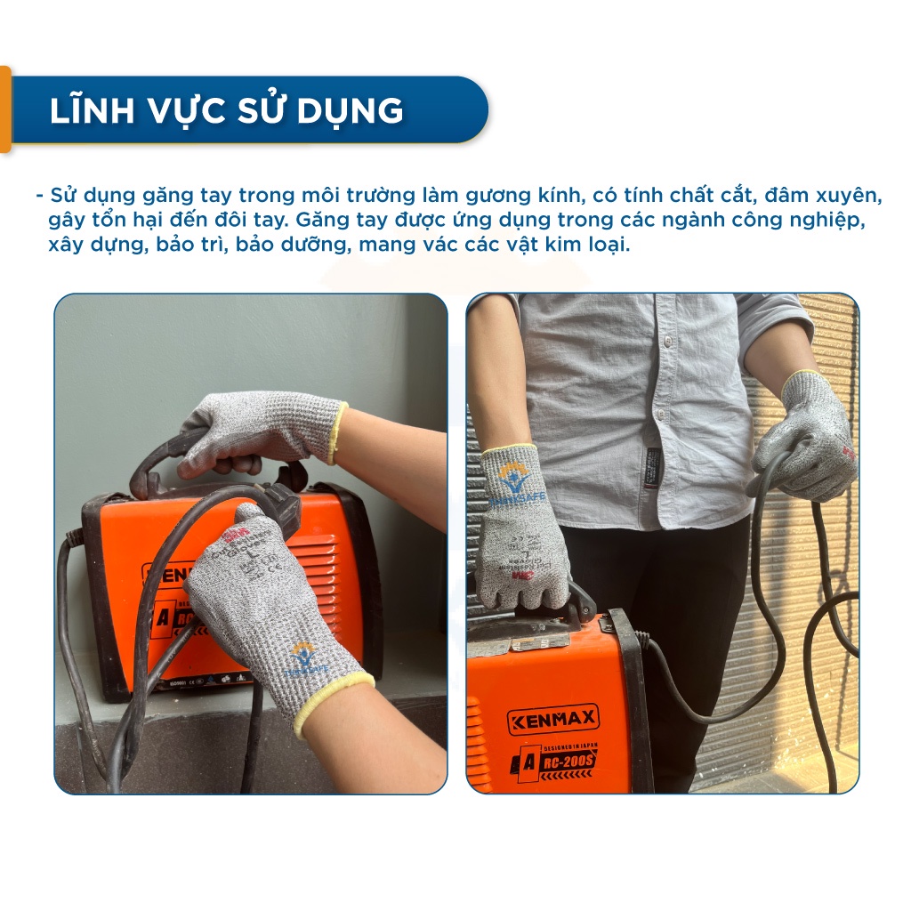 Găng tay chống cắt 3M cấp độ 5 chuyên dùng chống cắt tôn kính 3M CUT LV5 (Màu xám) - Thinksafe