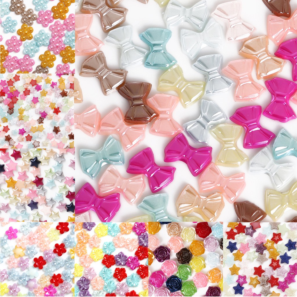 Túi 20-200 hạt ngọc trai ABS 6-18mm màu sắc ngẫu nhiên dùng trang trí móng nghệ thuật/ sổ lưu niệm/ đồ thủ công