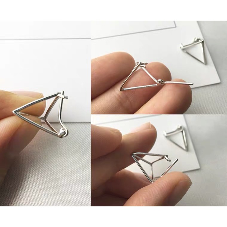 Khuyên tai bạc nữ TLEE tam giác khối cá tính TleeJewelry B0280