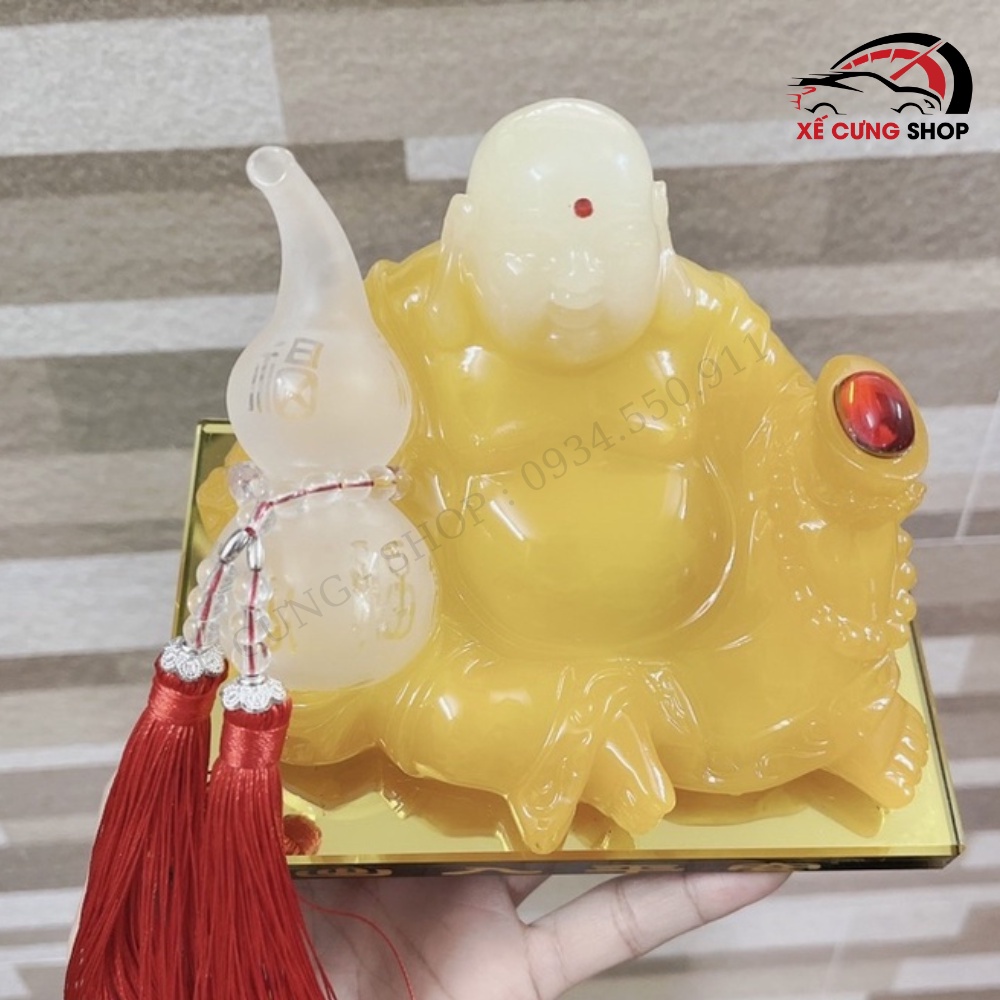 Tượng phật phong thủy trang trí ô tô , bàn làm việc - tượng phật ôm hồ lô
