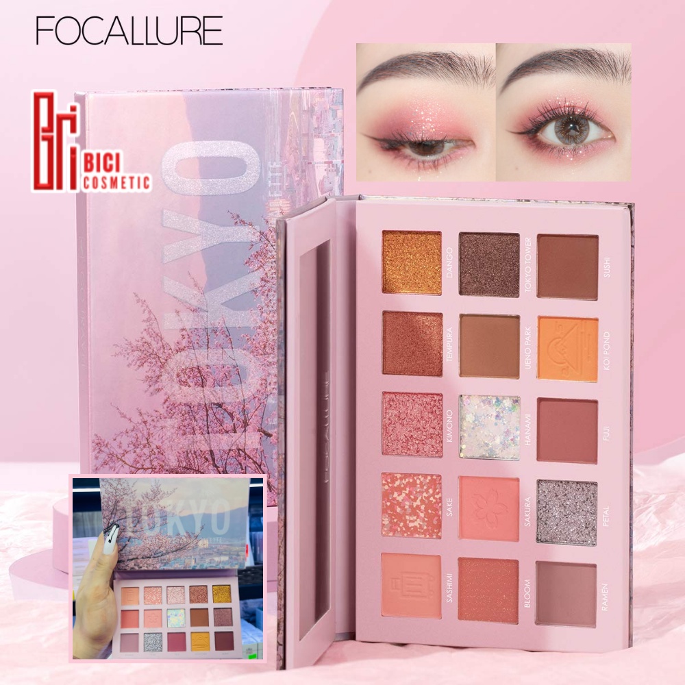 (#7 Hi, Tokyo) Bảng Phấn Mắt 15 Ô FOCALLURE Hoa Anh Đào Nhật Bản Go Travel Palette Nội Địa Trung | FA-100