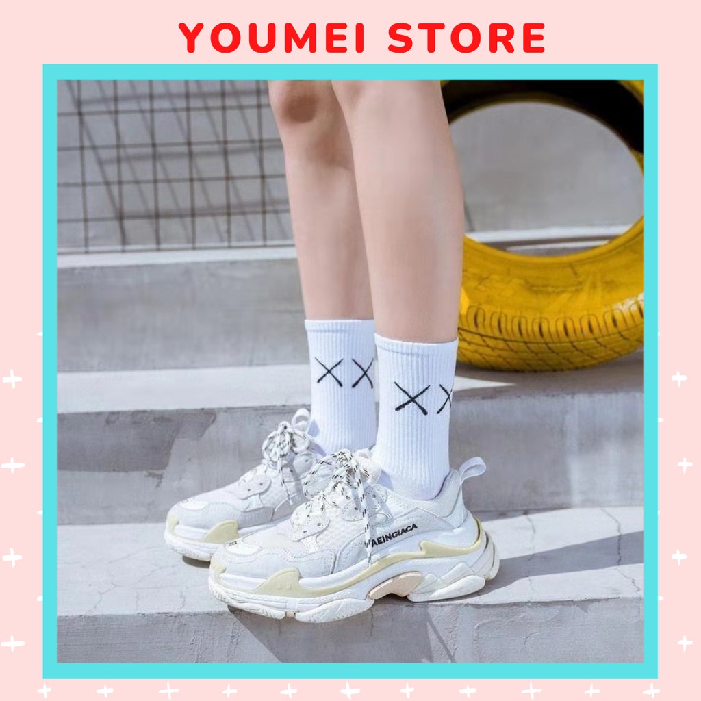 Tất nam nữ Cổ Cao Logo XX Ulzzang Thời trang Unisex Hot Trend Hàn Quốc - T055