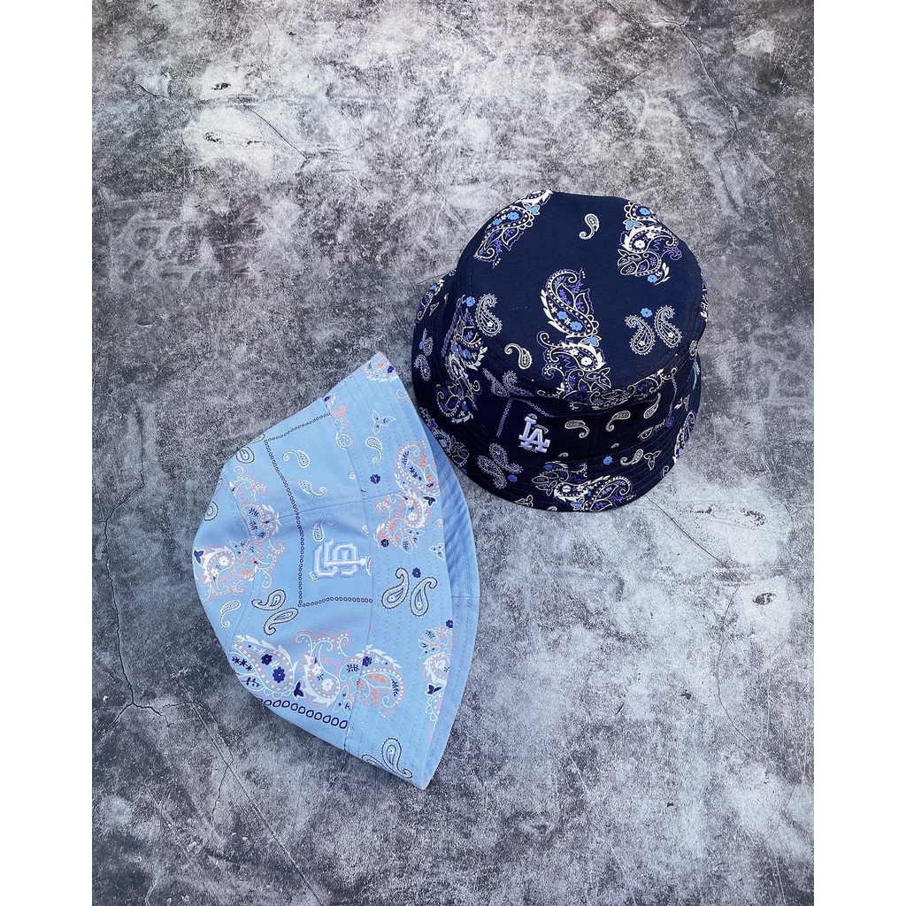 Nón Vành Thời Trang MLB Paisley Bucket Hat Navy &amp; Sky Blue N40