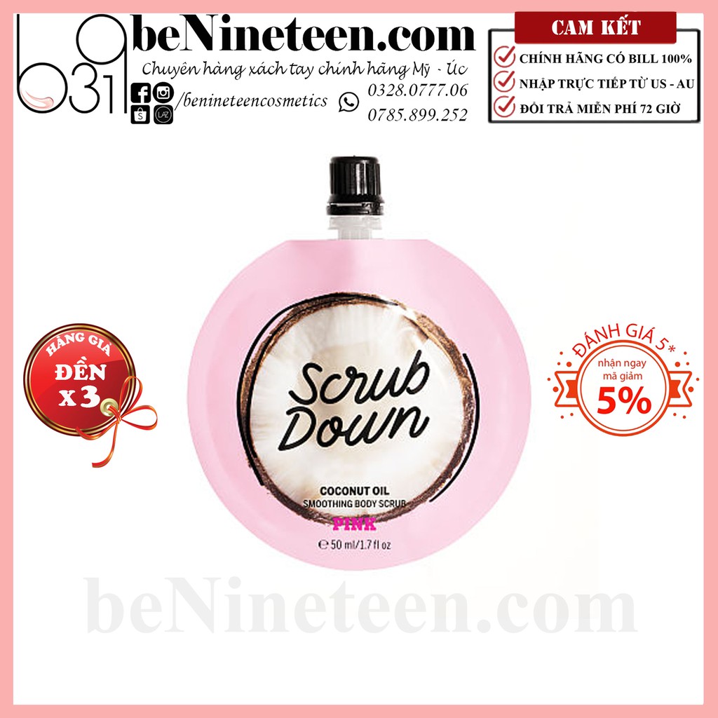 Tẩy Tế Bào Chết Victoria's Secret Scrub Down Coconut Oil Smoothing Body Scrub 50ml [BeNineteen]