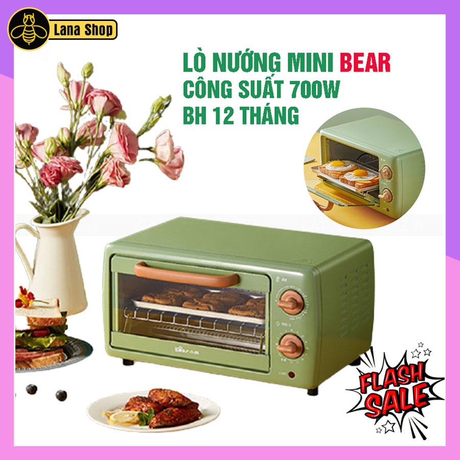 Lò nướng Mini BEAR DKX- C10J1 màu xanh mint, công suất 700W phù hợp gia đình nhỏ- BH 12 THÁNG!