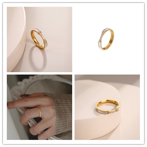 Nhẫn Đính Đá Zircon Màu Trắng Vàng Hồng Hình Vỏ Sò Thiết Kế Thanh Lịch size 6-9 Thời Trang Cho Nữ