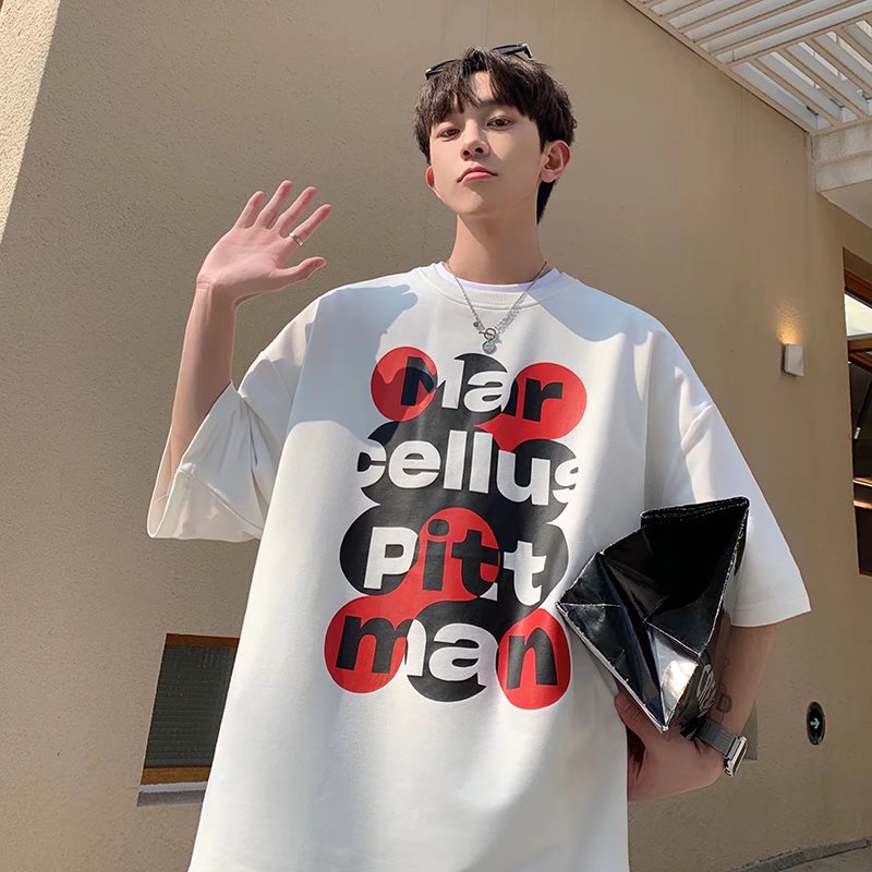 Áo Thun Tay Ngắn Dáng Rộng In Chữ Phong Cách Hàn Quốc Thời Trang Mùa Hè Cho Nam Và Nữ size M-5XL