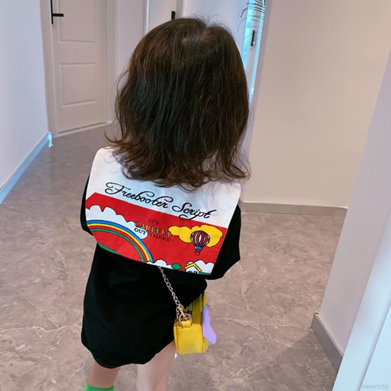 Đầm tay dài hoạ tiết hoạt hình phong cách Hàn Quốc cho bé gái