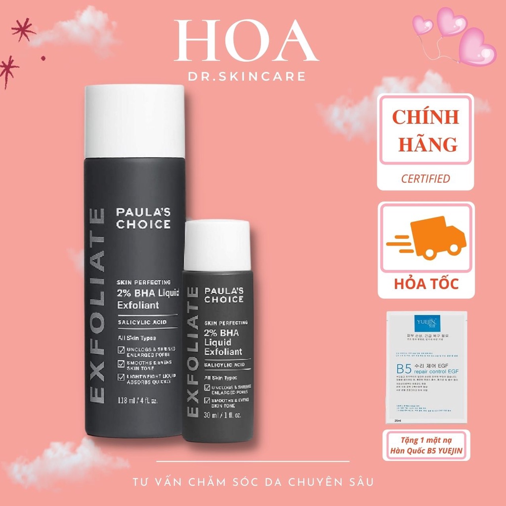 BHA tẩy tế bào chết Paula's Choice's Skin Perfecting 2% BHA Liquid Exfoliant giảm mụn đầu đen, tắc lỗ chân lông hiệu quả