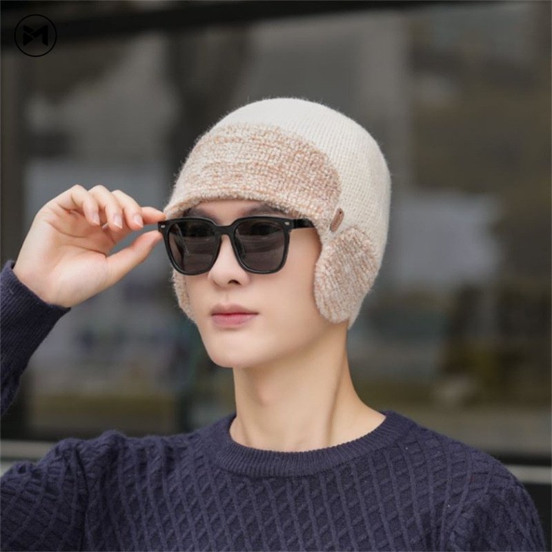 Mũ Len Trùm Tai Chống Lạnh Giữ Ấm Mùa Đông Phong Cách Hàn Quốc Mới 2022 Cho Nam