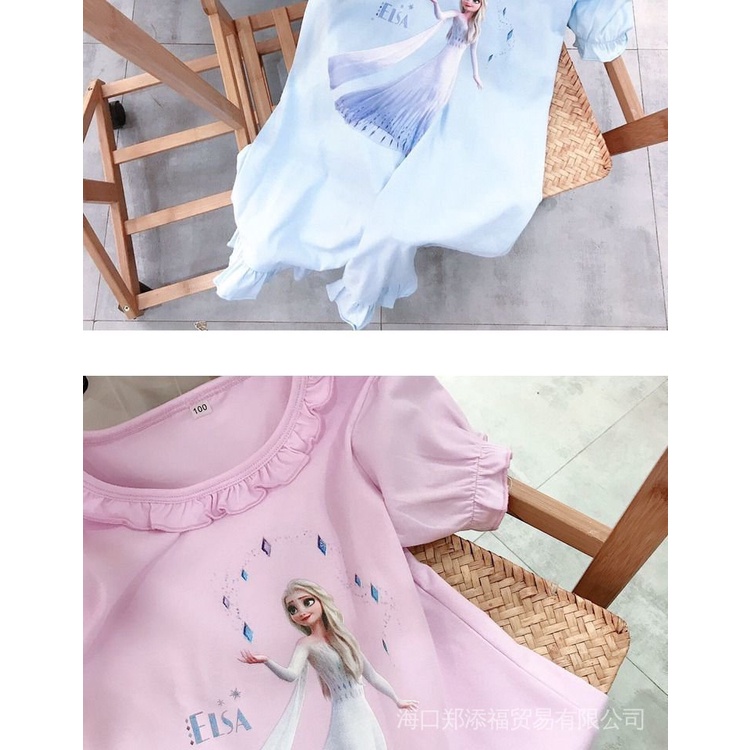 Đầm Ngủ Cotton Tinh Khiết In Hình Công Chúa Elsa Trong Phim Frozen Cho Bé Gái