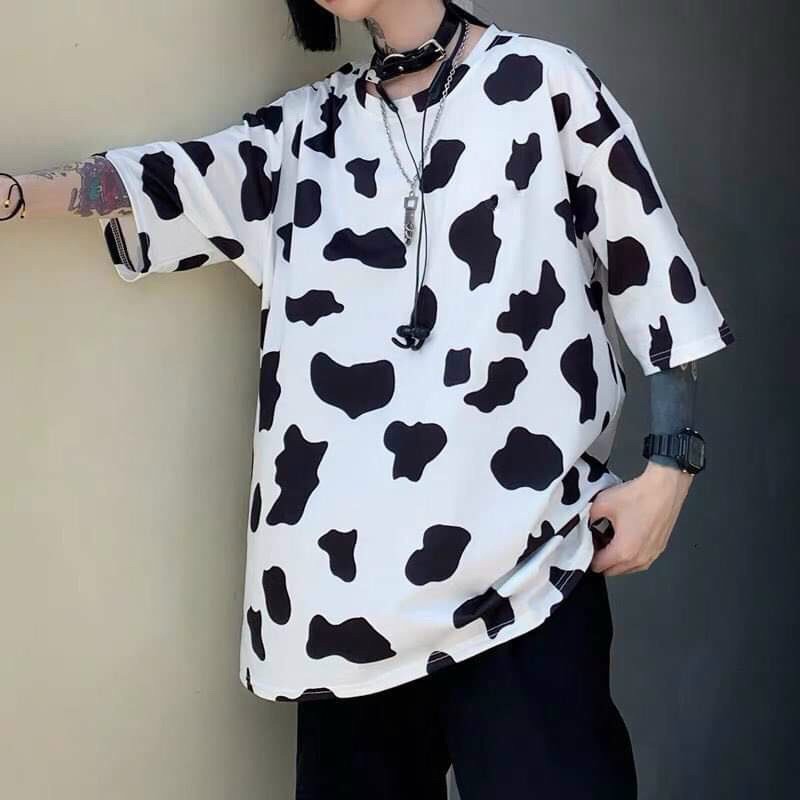 Áo thun bò sữa tay lỡ Unisex nam nữ, form phông rộng chất vải cotton dày mịn mặc freesize phong cách Ulzzang | BigBuy360 - bigbuy360.vn