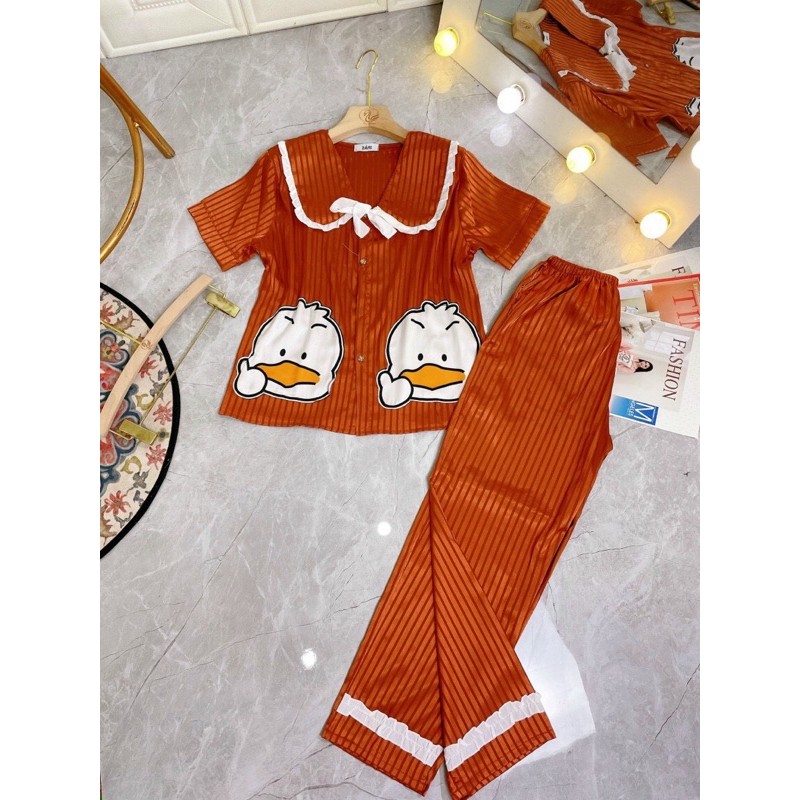 Bộ Lụa Gấm Tay cộc Quần Dài Hoạ Tiết(ẢNH THẬT)
