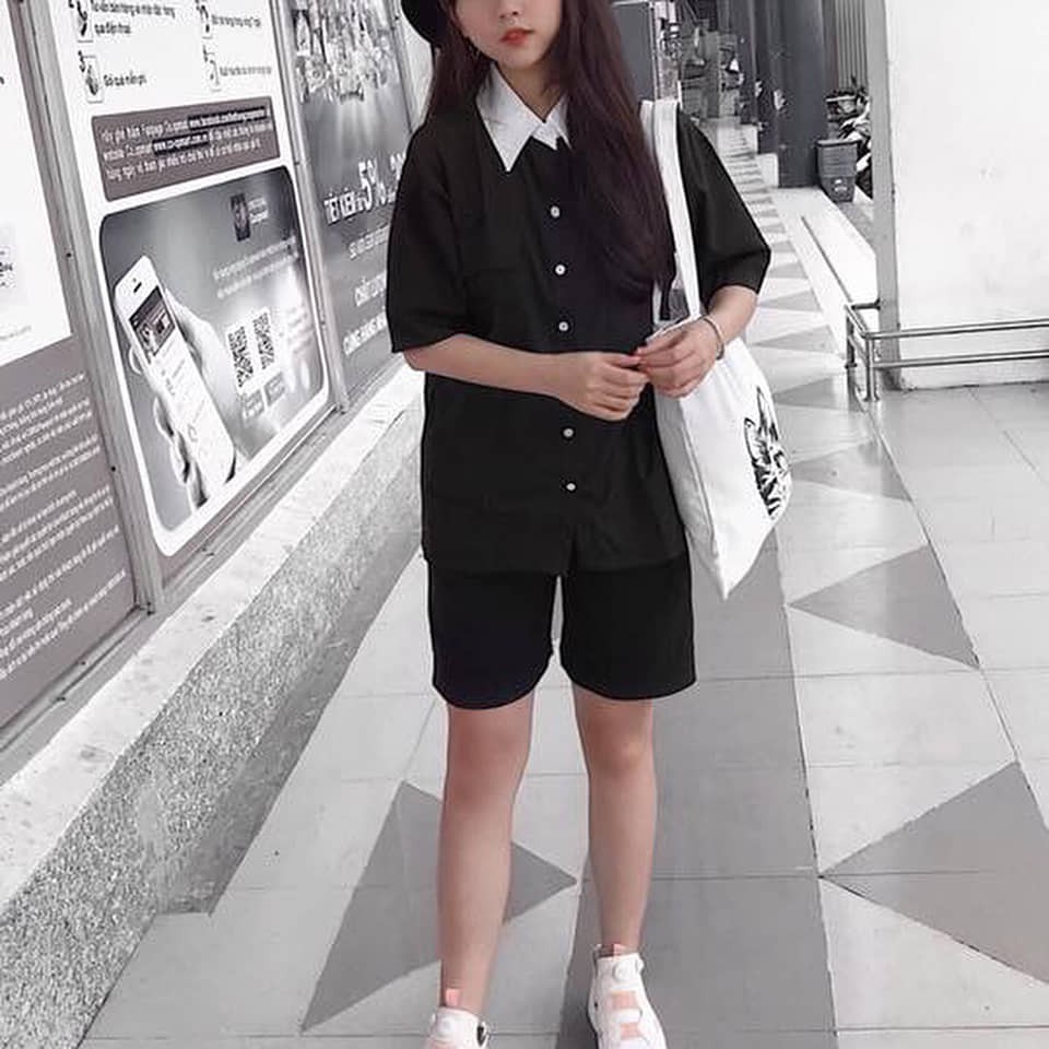 Quần short kaki pants unisex màu đen kem trơn ống suôn đùi Hàn Quốc 2020