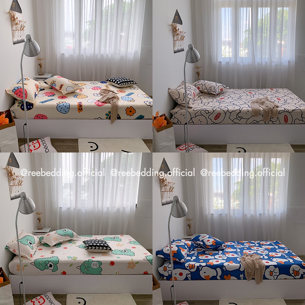 Bộ ga giường và vỏ gối REE Bedding PLC146 chất Poly cotton đủ size nệm 1m2, 1m4, 1m6, 1m8