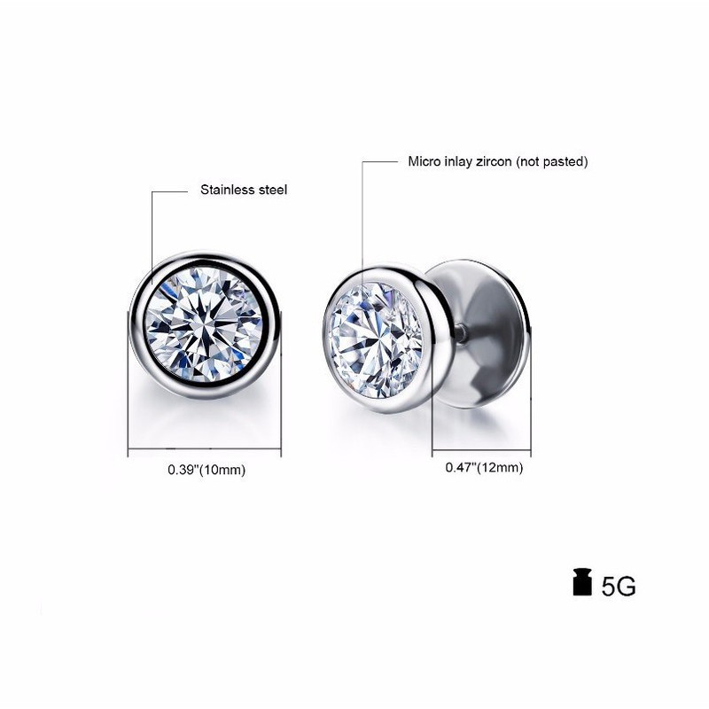 Bông Tai Nam Ti-tan Không đen TT 0802 - 1 cặp