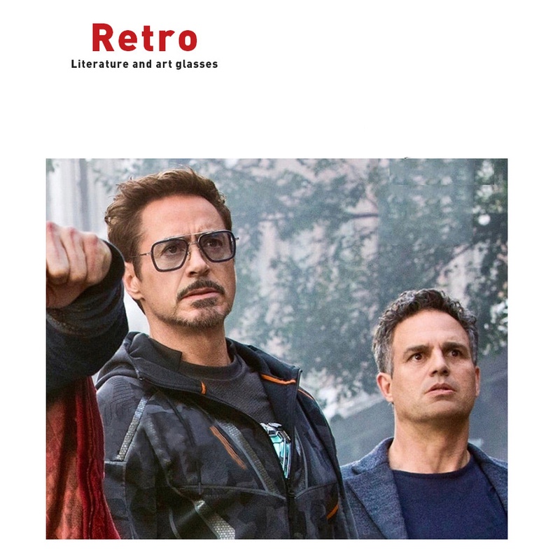 Gọng Kính Kim Loại Thời Trang Iron Man Người Sắt Tony Stark Mắt Màu Chống Tia UV