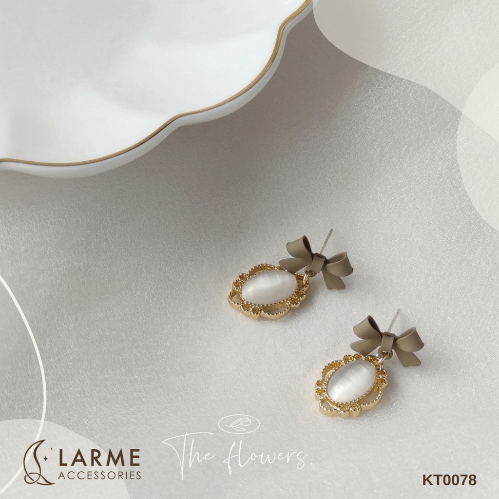 Khuyên tai, bông tai nơ tiểu thư hàn xẻng Larme Accessories - KT0078