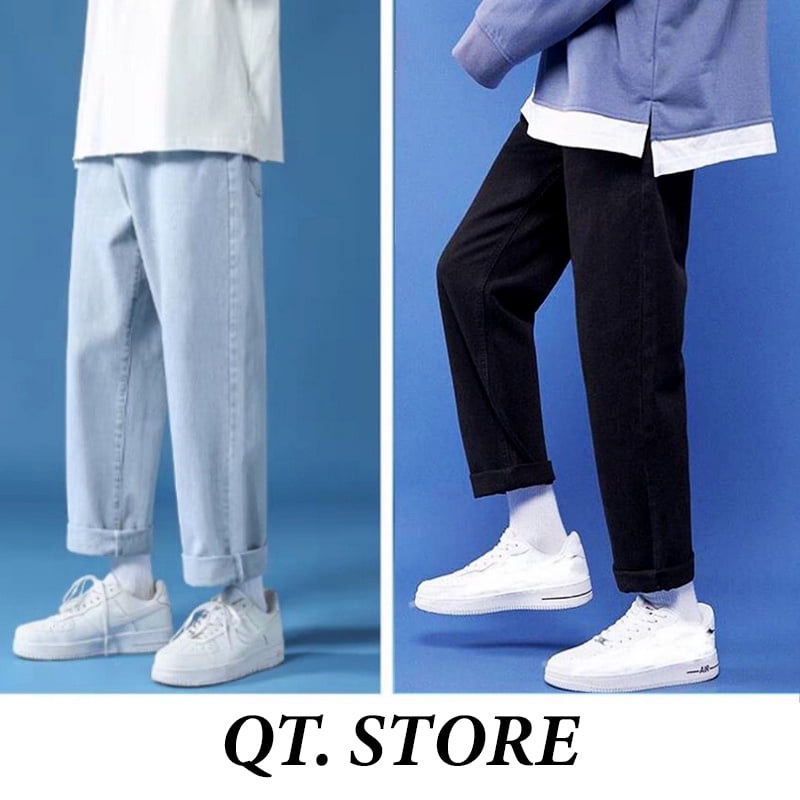 Quần Jean baggy nam phong cách Hàn Quốc dáng bò ống suông rộng màu đen - Xu hướng - Hottrend