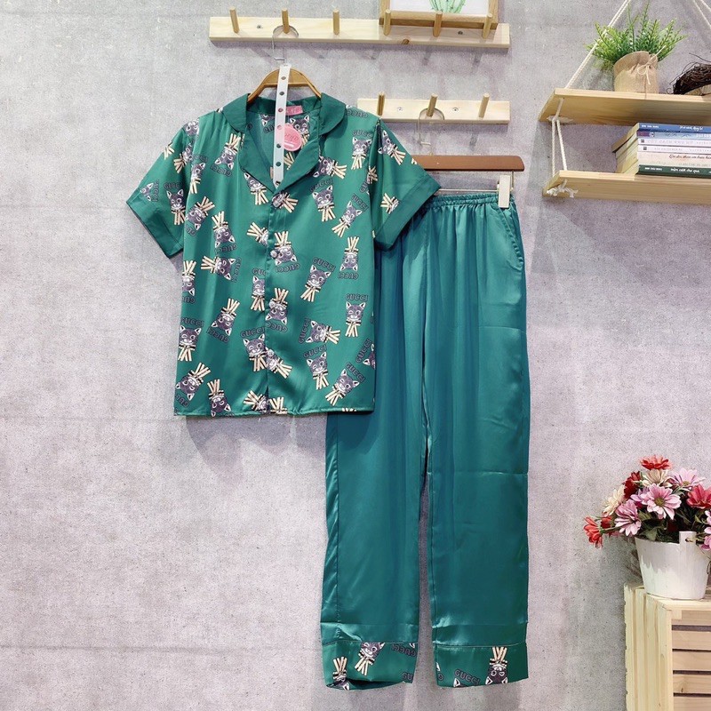 ĐỒ NGỦ PIJAMA- Đồ Mặc Ở Nhà Hoạ Tiết Thương Hiệu Lụa Satin Cao Cấp